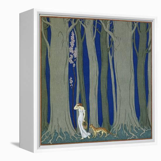 Book Illustration of a Woman and a Leopard in the Forest by Georges Barbier-Stapleton Collection-Framed Premier Image Canvas