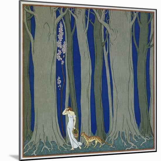 Book Illustration of a Woman and a Leopard in the Forest by Georges Barbier-Stapleton Collection-Mounted Giclee Print