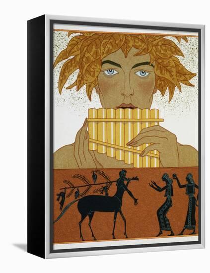 Book Illustration of a Woman Playing Panpipes and a Centaur Greeting Two Women by Georges Barbier-Stapleton Collection-Framed Premier Image Canvas