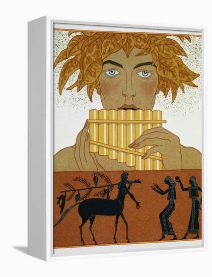 Book Illustration of a Woman Playing Panpipes and a Centaur Greeting Two Women by Georges Barbier-Stapleton Collection-Framed Premier Image Canvas