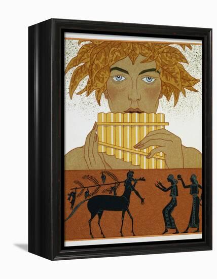 Book Illustration of a Woman Playing Panpipes and a Centaur Greeting Two Women by Georges Barbier-Stapleton Collection-Framed Premier Image Canvas