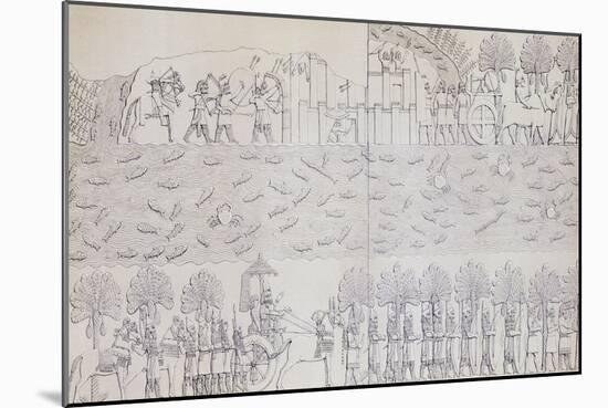 Book Illustration Showing Siege of City on River Banks at Kouyunjik-null-Mounted Giclee Print