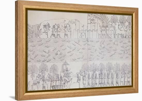 Book Illustration Showing Siege of City on River Banks at Kouyunjik-null-Framed Premier Image Canvas