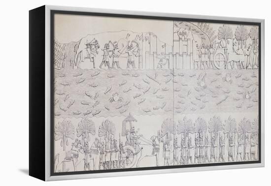 Book Illustration Showing Siege of City on River Banks at Kouyunjik-null-Framed Premier Image Canvas