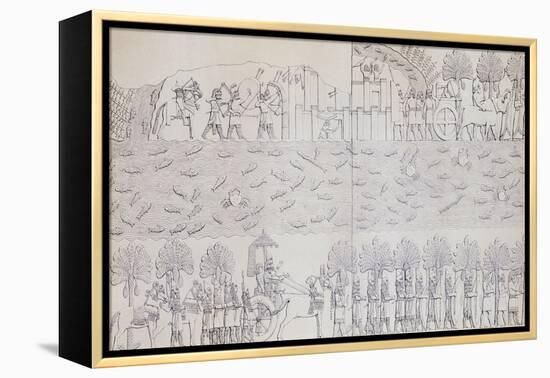 Book Illustration Showing Siege of City on River Banks at Kouyunjik-null-Framed Premier Image Canvas