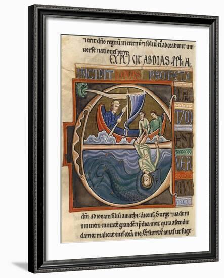 Book of Jonah: Jonah and the Whale, Miniature from the Bible of Souvigny-null-Framed Giclee Print