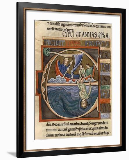 Book of Jonah: Jonah and the Whale, Miniature from the Bible of Souvigny-null-Framed Giclee Print