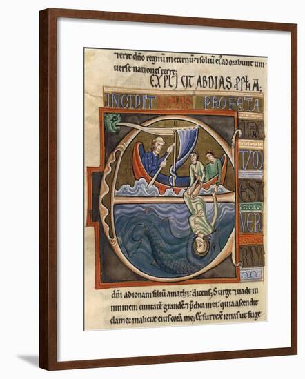 Book of Jonah: Jonah and the Whale, Miniature from the Bible of Souvigny-null-Framed Giclee Print