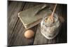 Book of Recipes and Ingredients for Cookies on a Wooden Table Horizontal-Denis Karpenkov-Mounted Photographic Print