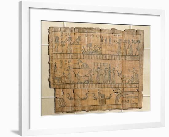 Book of the Dead on Papyrus, Djedhor Working in the Fields of the Afterlife Using Irrigation Canals-null-Framed Giclee Print