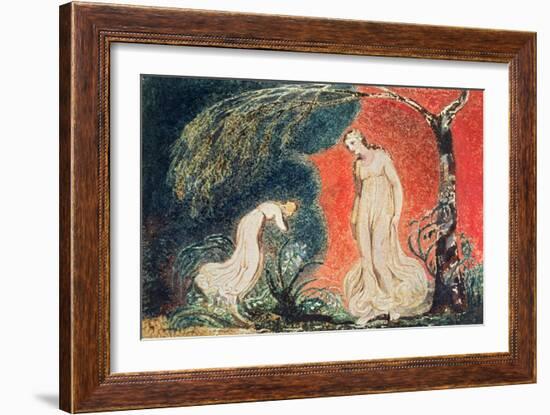 Book of Thel; the Lily Bowing before Thel, before Going Off 'to Mind Her Numerous Charge Among…-William Blake-Framed Giclee Print