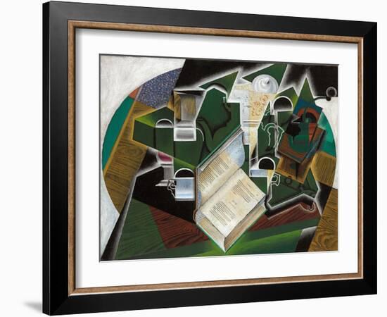 Book, Pipe and Glasses; Livre, Pipe Et Verres, 1915 (Oil on Canvas)-Juan Gris-Framed Giclee Print