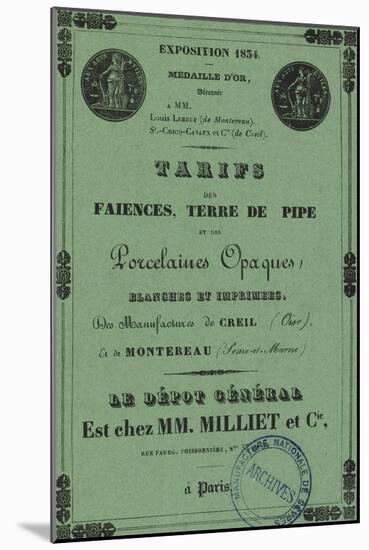 Book Rates the Manufacture De Creil-Montereau 1838-null-Mounted Giclee Print