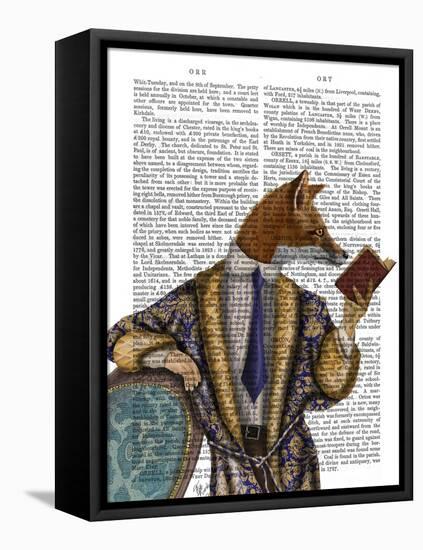 Book Reader Fox-Fab Funky-Framed Stretched Canvas