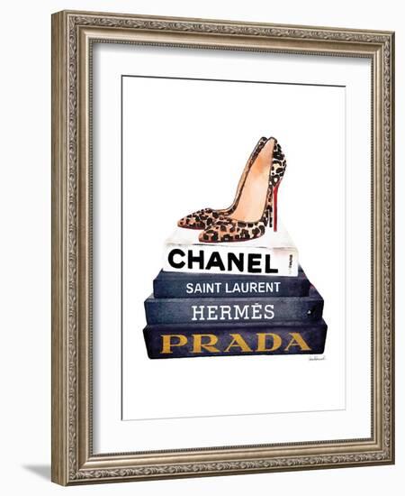 Book Stack Leopard Shoes-Amanda Greenwood-Framed Art Print