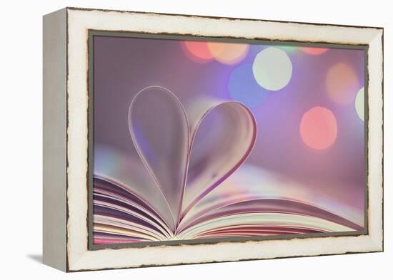 Book with Pages Folded into a Heart Shape-egal-Framed Premier Image Canvas