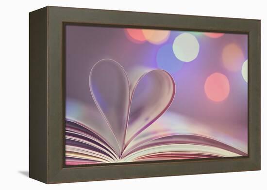 Book with Pages Folded into a Heart Shape-egal-Framed Premier Image Canvas