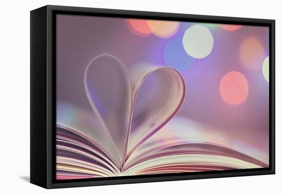 Book with Pages Folded into a Heart Shape-egal-Framed Premier Image Canvas