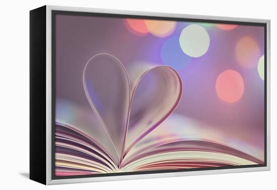 Book with Pages Folded into a Heart Shape-egal-Framed Premier Image Canvas