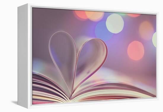 Book with Pages Folded into a Heart Shape-egal-Framed Premier Image Canvas