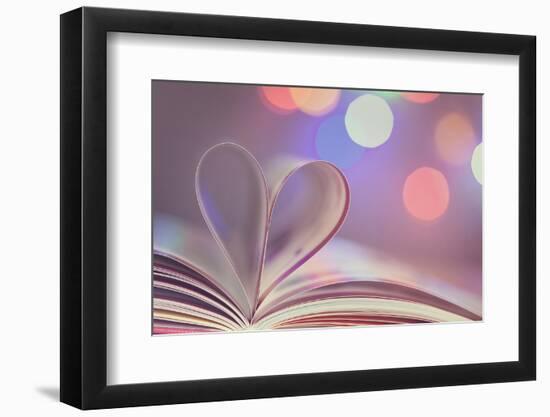 Book with Pages Folded into a Heart Shape-egal-Framed Photographic Print