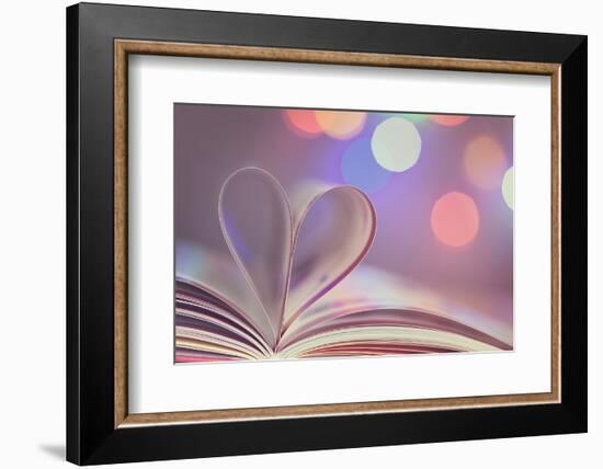 Book with Pages Folded into a Heart Shape-egal-Framed Photographic Print