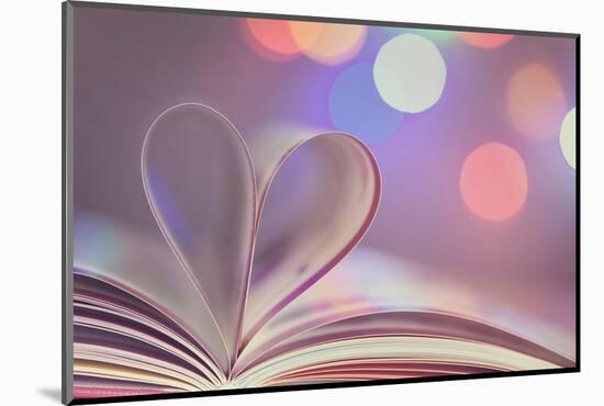 Book with Pages Folded into a Heart Shape-egal-Mounted Photographic Print