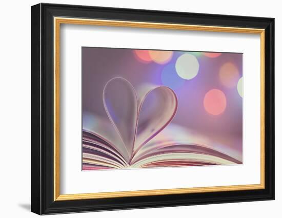 Book with Pages Folded into a Heart Shape-egal-Framed Photographic Print