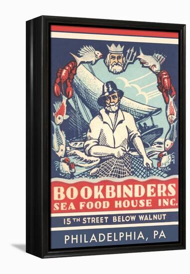 Bookbinders Seafood House Advertisement-null-Framed Stretched Canvas