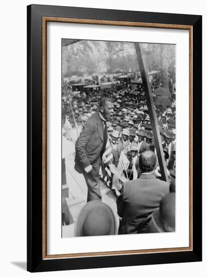 Booker T. Washington, Delivering Speech from a Stage Near New Orleans, Louisiana, 1910-null-Framed Premium Giclee Print