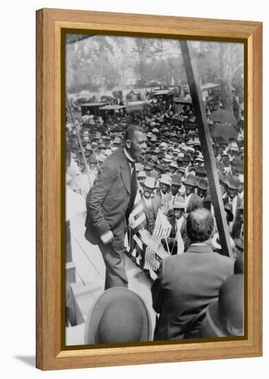 Booker T. Washington, Delivering Speech from a Stage Near New Orleans, Louisiana, 1910-null-Framed Stretched Canvas