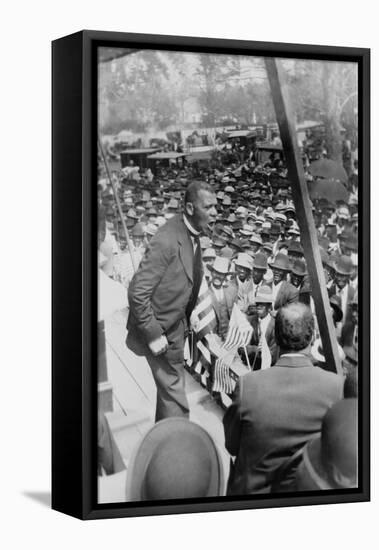 Booker T. Washington, Delivering Speech from a Stage Near New Orleans, Louisiana, 1910-null-Framed Stretched Canvas