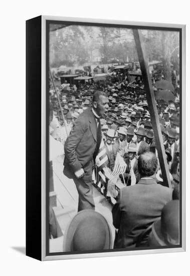 Booker T. Washington, Delivering Speech from a Stage Near New Orleans, Louisiana, 1910-null-Framed Stretched Canvas