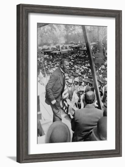 Booker T. Washington, Delivering Speech from a Stage Near New Orleans, Louisiana, 1910-null-Framed Art Print