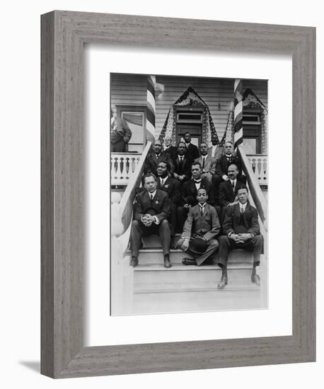 Booker T. Washington, Second Row, Center, with His Associates at Tuskegee Institute, 1915-null-Framed Art Print