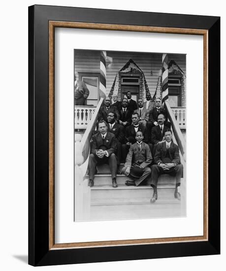 Booker T. Washington, Second Row, Center, with His Associates at Tuskegee Institute, 1915-null-Framed Art Print