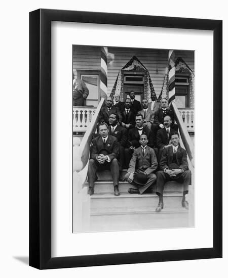 Booker T. Washington, Second Row, Center, with His Associates at Tuskegee Institute, 1915-null-Framed Art Print