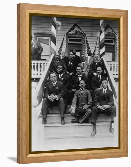 Booker T. Washington, Second Row, Center, with His Associates at Tuskegee Institute, 1915-null-Framed Stretched Canvas