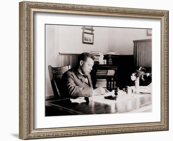 Booker T. Washington, Writing at His Desk-null-Framed Photo