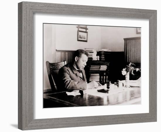 Booker T. Washington, Writing at His Desk-null-Framed Photo