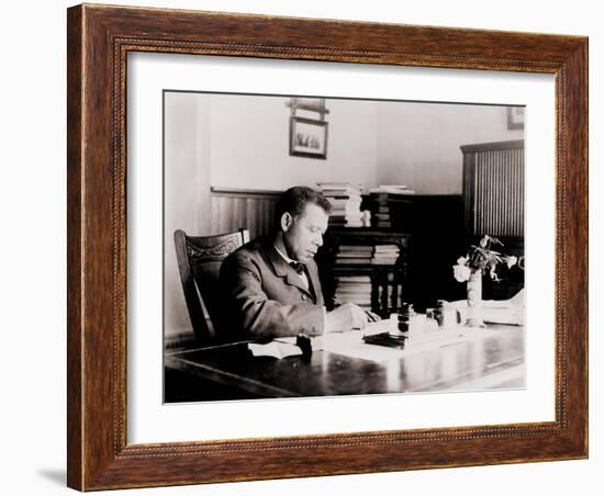 Booker T. Washington, Writing at His Desk-null-Framed Photo