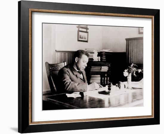 Booker T. Washington, Writing at His Desk-null-Framed Photo