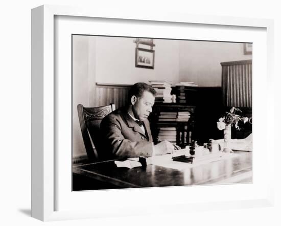 Booker T. Washington, Writing at His Desk-null-Framed Photo