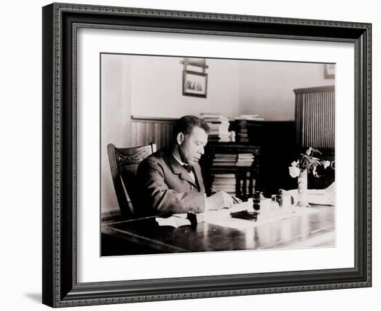 Booker T. Washington, Writing at His Desk-null-Framed Photo