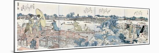 Bookplates of Landscape Scenes from the Ehon Sumidagawa Ryogan Ichiran-Katsushika Hokusai-Mounted Giclee Print