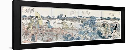 Bookplates of Landscape Scenes from the Ehon Sumidagawa Ryogan Ichiran-Katsushika Hokusai-Framed Giclee Print