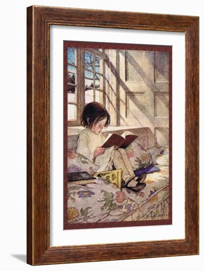 Books in Winter-Jessie Willcox-Smith-Framed Premium Giclee Print