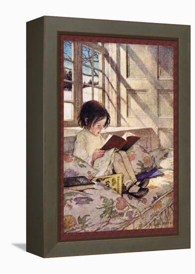 Books in Winter-Jessie Willcox-Smith-Framed Stretched Canvas