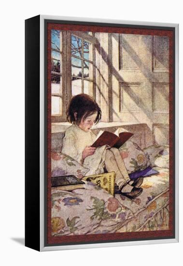 Books in Winter-Jessie Willcox-Smith-Framed Stretched Canvas