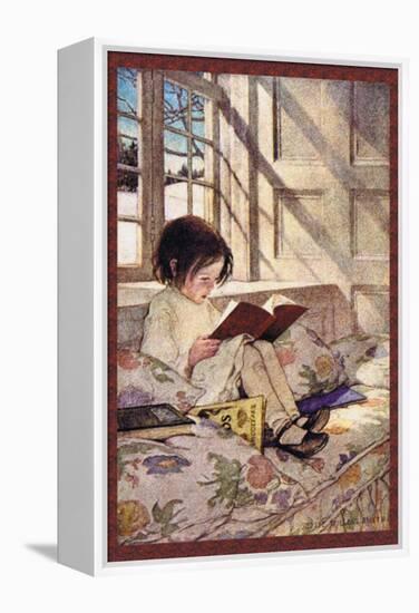 Books in Winter-Jessie Willcox-Smith-Framed Stretched Canvas